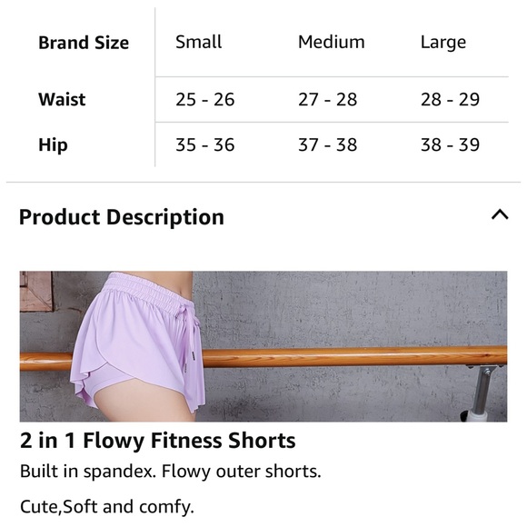 Luogongzi 2 in 1 Flowy High Rise Athletic Butterfly Shorts Pink Size Small - Picture 9 of 9